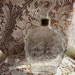Vintage Tree Of Life Glass Bottle With Stopper